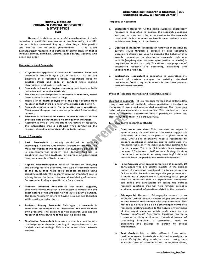 7 Crim Research 1 2 Pdf Methodology Statistics