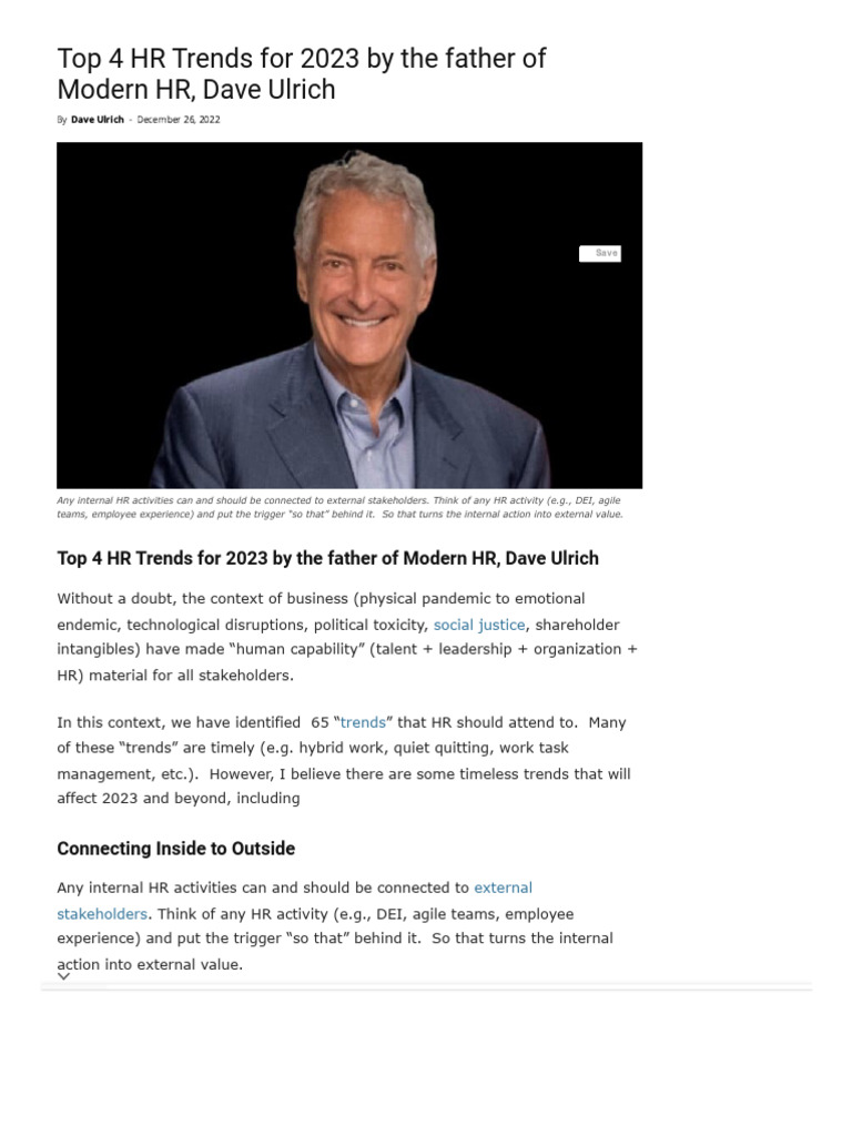 Top 4 HR Trends For 2023 by The Father of Modern HR, Dave Ulrich | PDF ...