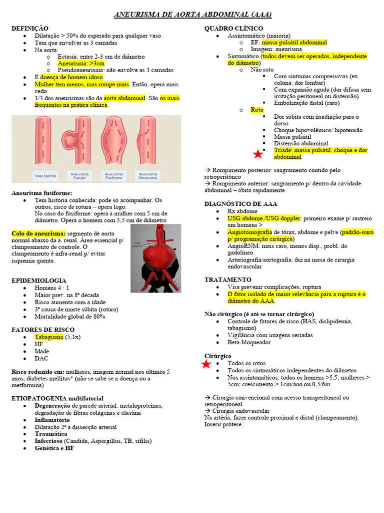 Aneurisma de Aorta Abdominal | PDF | Sistema cardiovascular | Medicina ...