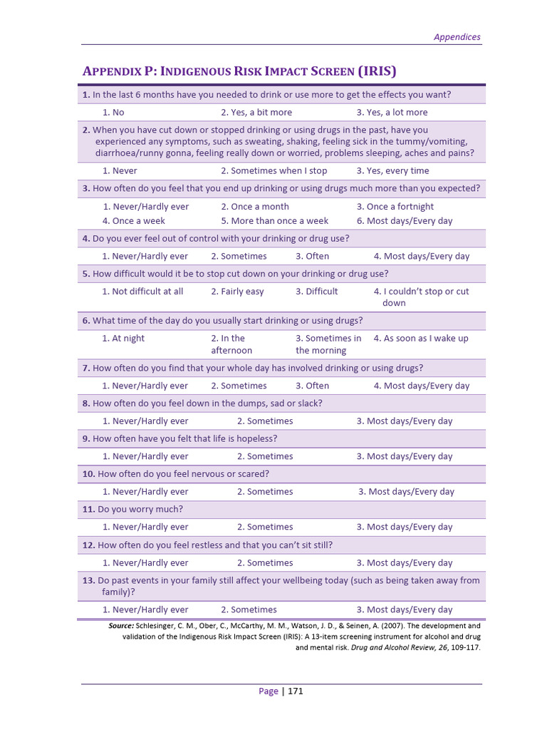 Indigenous Risk Impact Screen (IRIS) | PDF | Medicine | Epidemiology