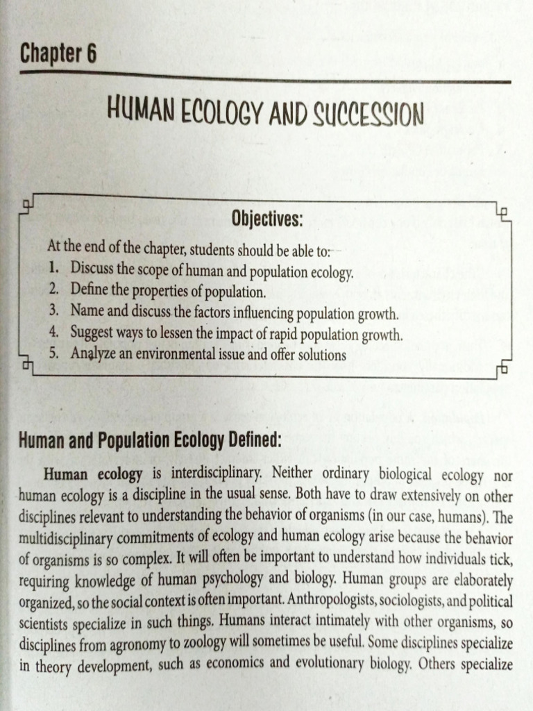 Chapter 6 Human Ecology and Succession | PDF