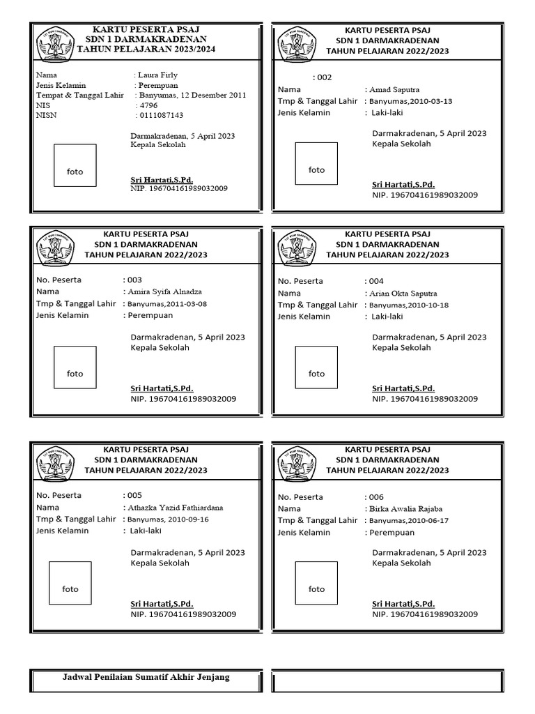 Kartu peserta ujian sekolah pdf