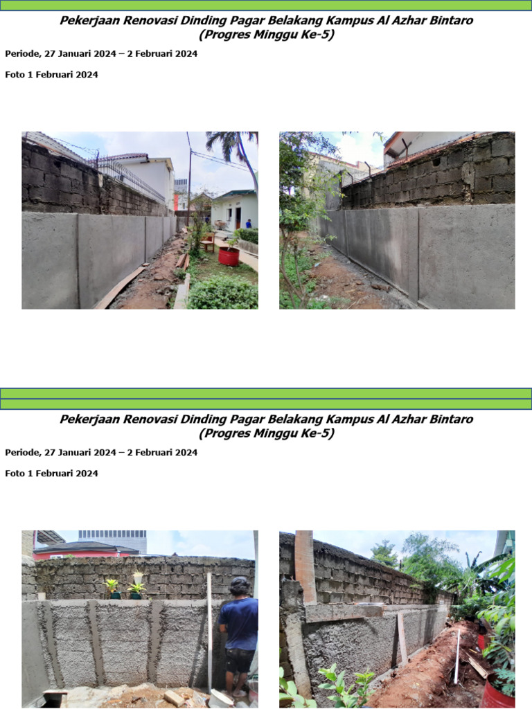 Progres Renovasi Dinding Pagar Al Azhar | PDF | Teknologi & Rekayasa