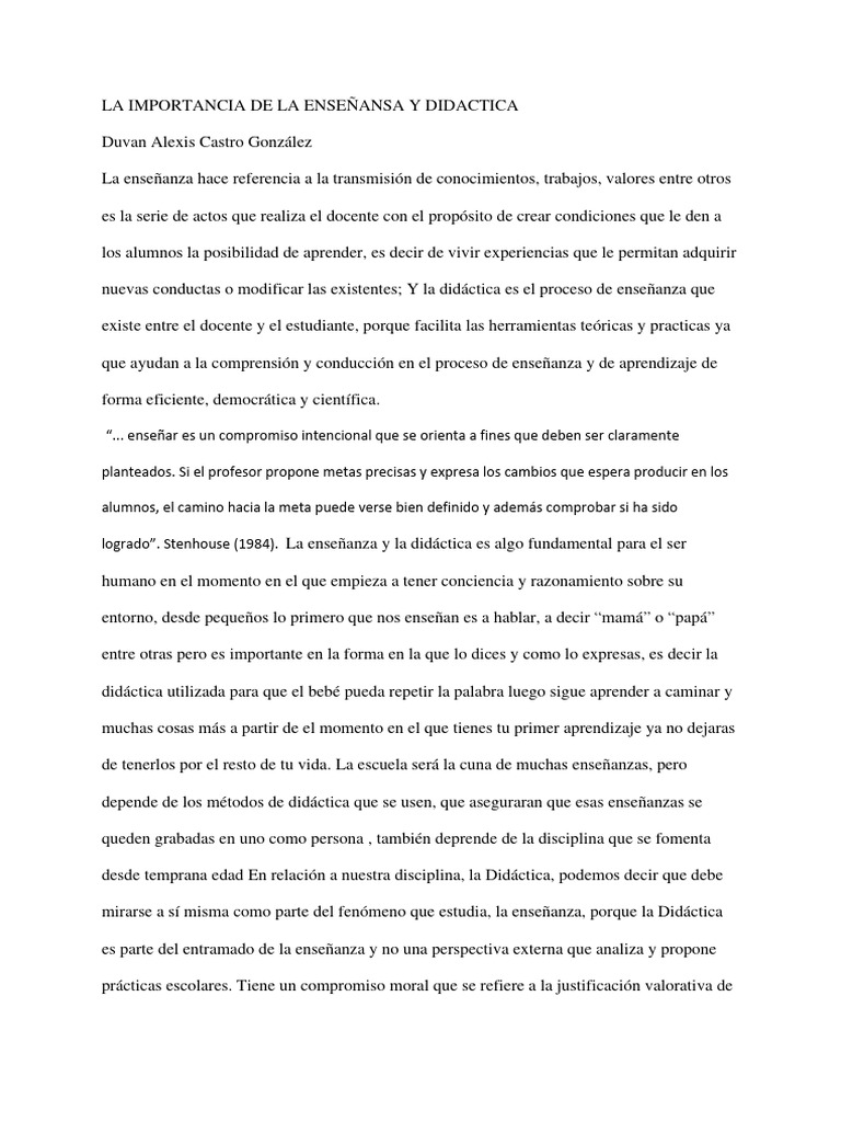 La Importancia De La Enseñansa Y Didactica Pdf Enseñando Aprendizaje