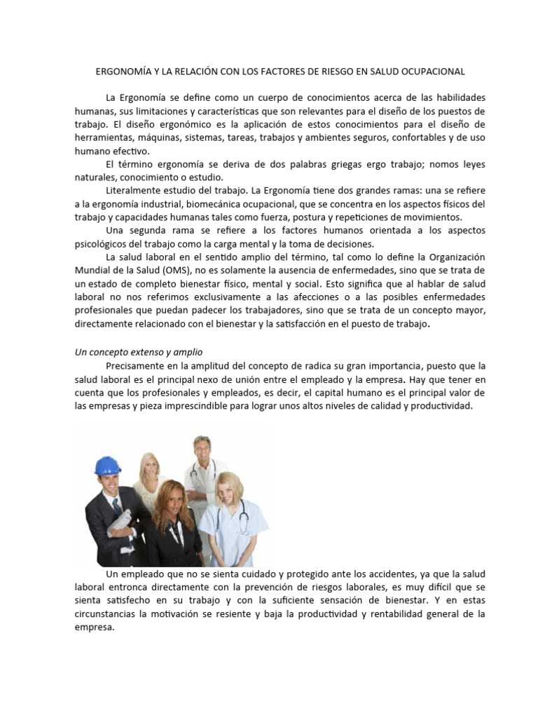 Ergonomia Laboral | PDF | Factores humanos y ergonomía | Seguridad y ...