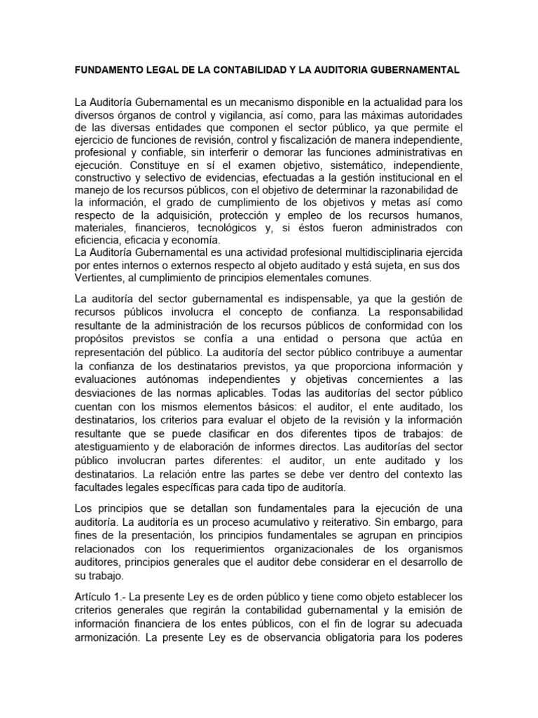 Fundamento de Auditoría y Contabilidad Gubernamental | PDF | Auditoría ...