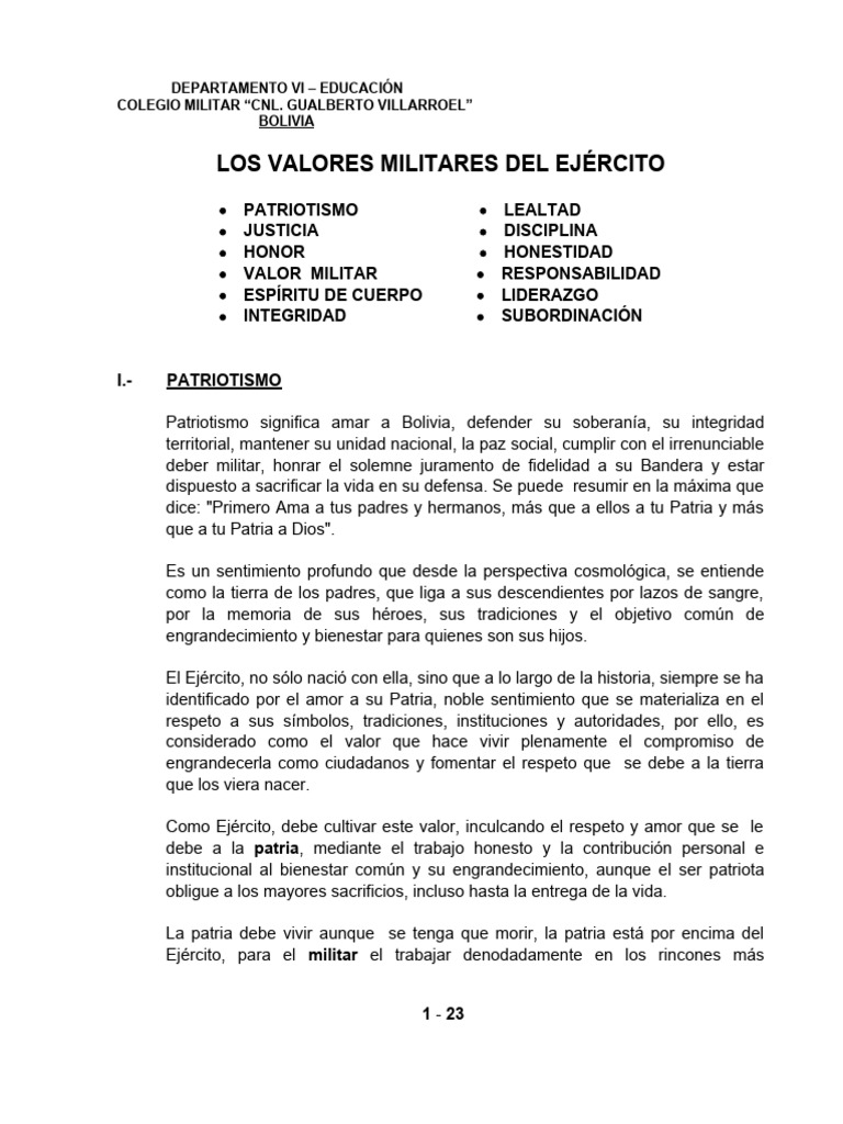 Valores Militares | Descargar gratis PDF | Liderazgo | Justicia