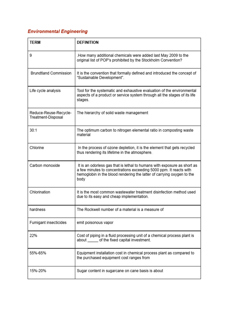 Key Concepts in Environmental Engineering | PDF | Chemical Substances ...