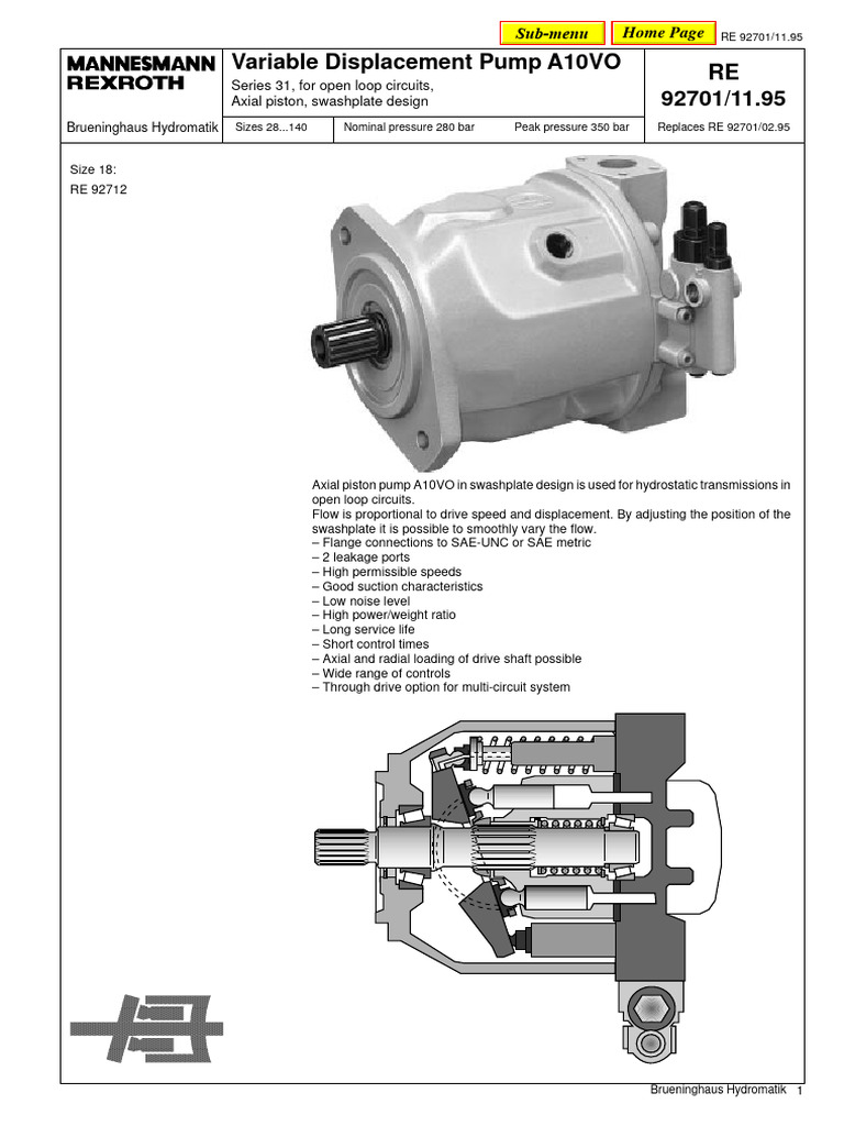 Pump A10VO | PDF | Pump | Horsepower