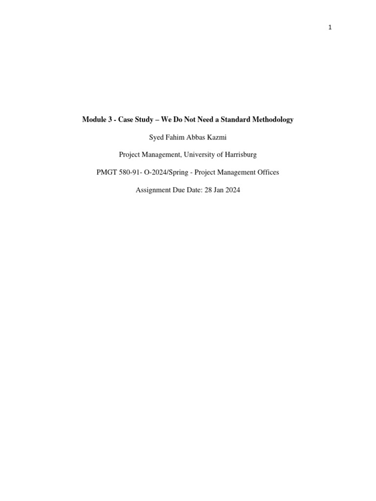 Module 3 - Case Study - We Do Not Need A Standard Methodology | PDF ...