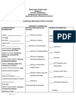 Sample Template For Individualized Educational Plan For SPED