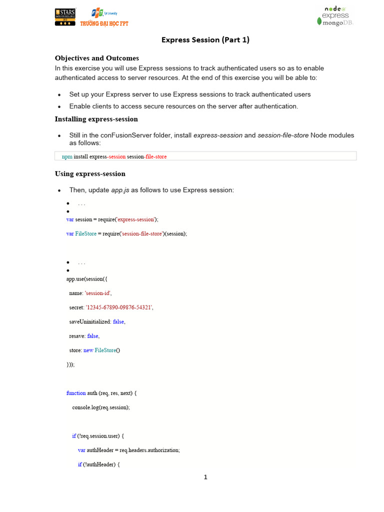 Express Session Setup Guide | PDF | Computing | Computer Security