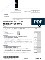 Oxfordaqa Gcse Mathematics Core Question Paper 1c Nov20