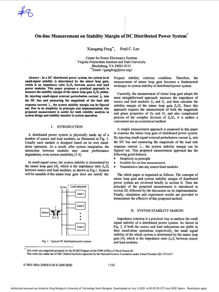 Online Measurement of Stability Margin in DC Systems | PDF | Computers