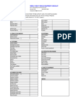 Weekly Heavy Vehicle Equipment Checklist: I. Vehicle Documents Iii. Internal