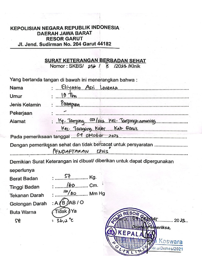 Surat Sehat | PDF