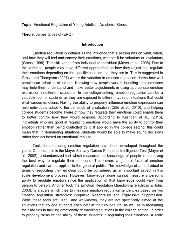 Emotion Regulation in College Students | PDF | Emotional Self ...