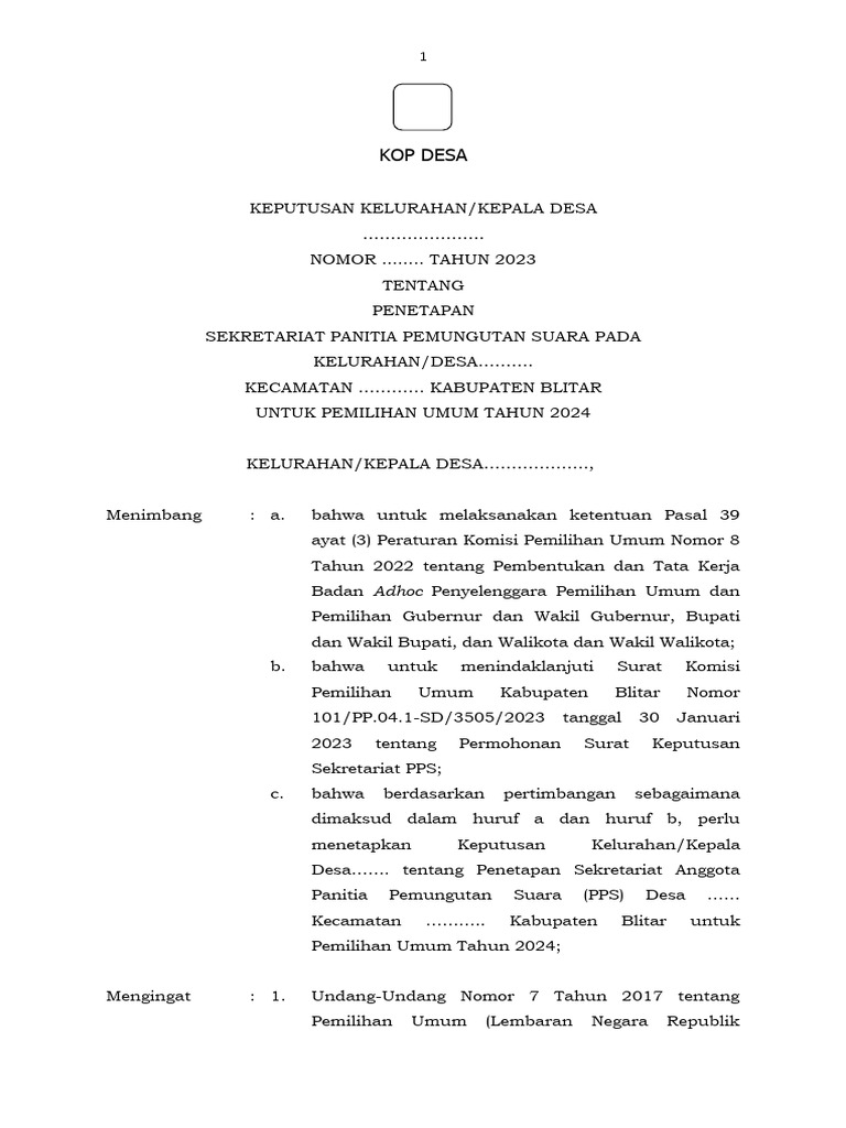 Draft SK PPS | PDF
