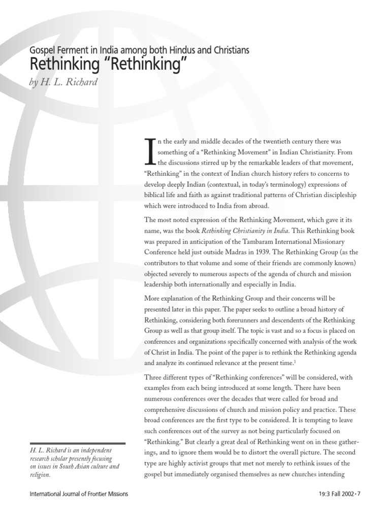 07 17 Rethinking Rethinking | PDF | Christian Mission | Jesus