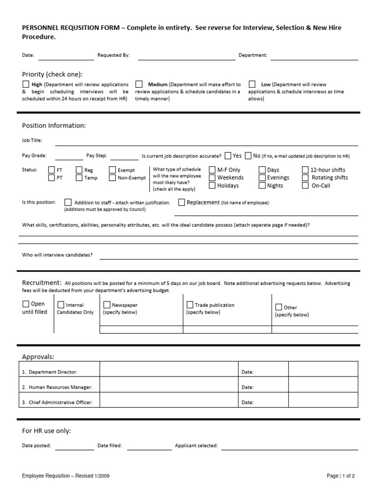 Employee Requisition Form Template | PDF