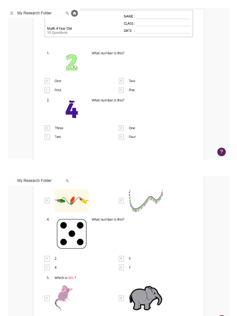 Math 4 Year Old | PDF