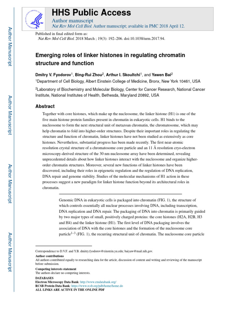 Emerging Roles of Linker Histones in Regulating Chromatin Structure and ...