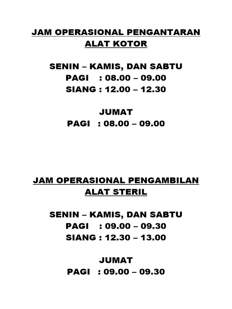 Jam Operasional Pengantaran Alat Kotor PDF