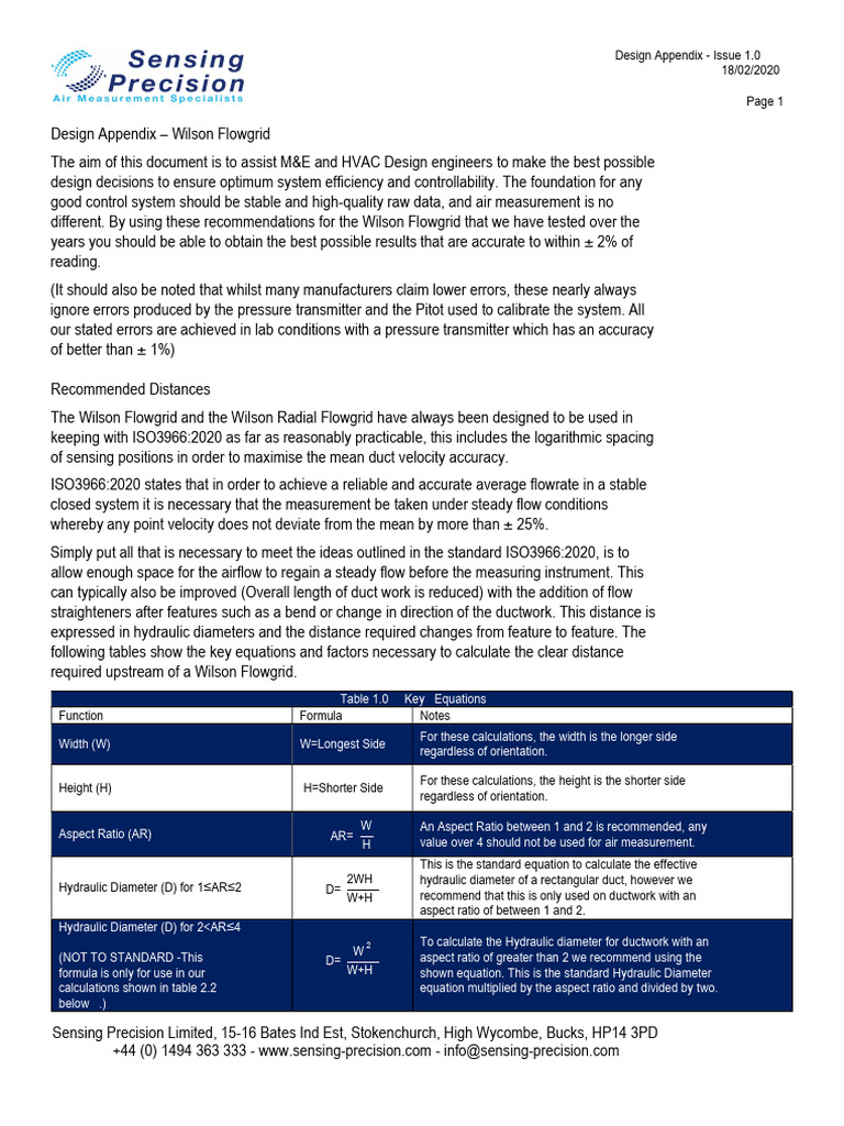 Wilson Flowgrid Design Guide Rev 1.0 v2 | PDF | Duct (Flow) | Accuracy ...