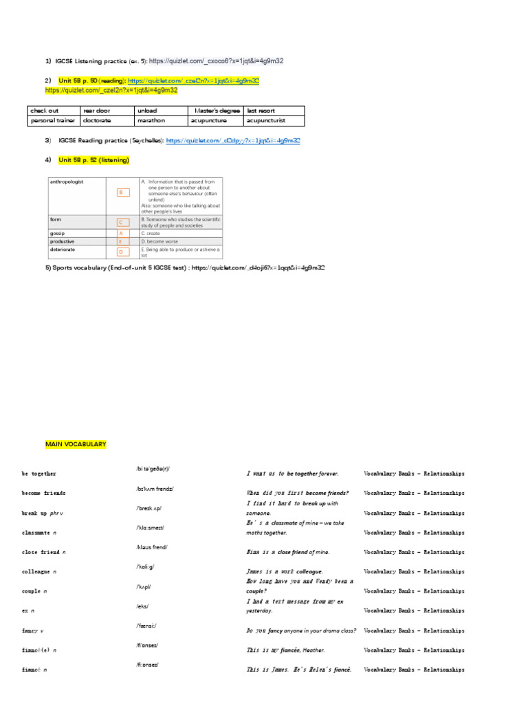 Unit 6 Wordlist | PDF