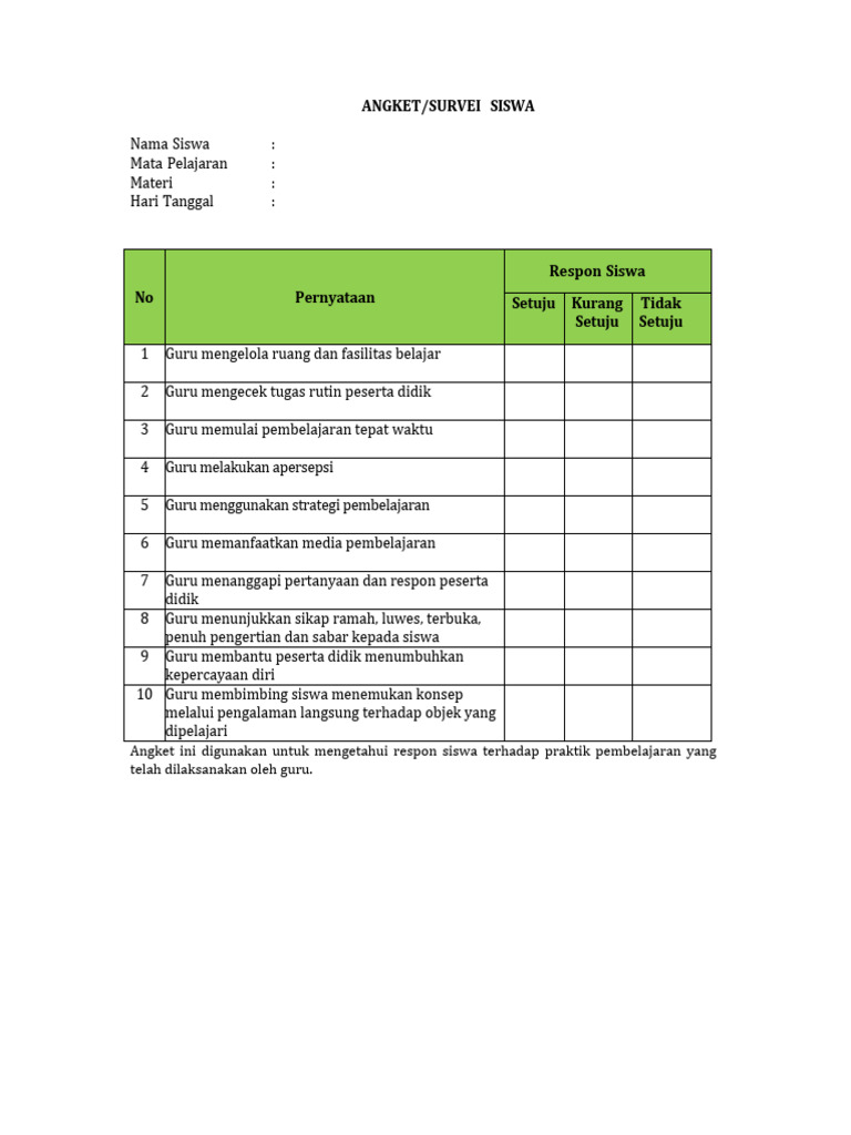 Angket Siswa | PDF
