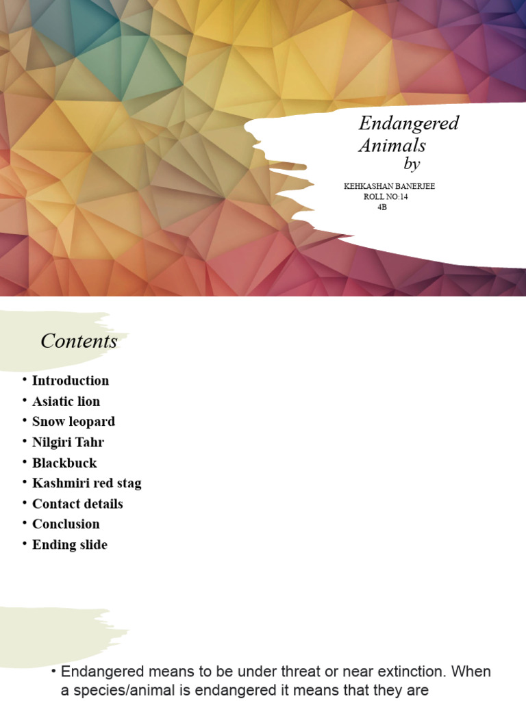Endangered Animals | PDF | Endangered Species | Mammals Of Asia