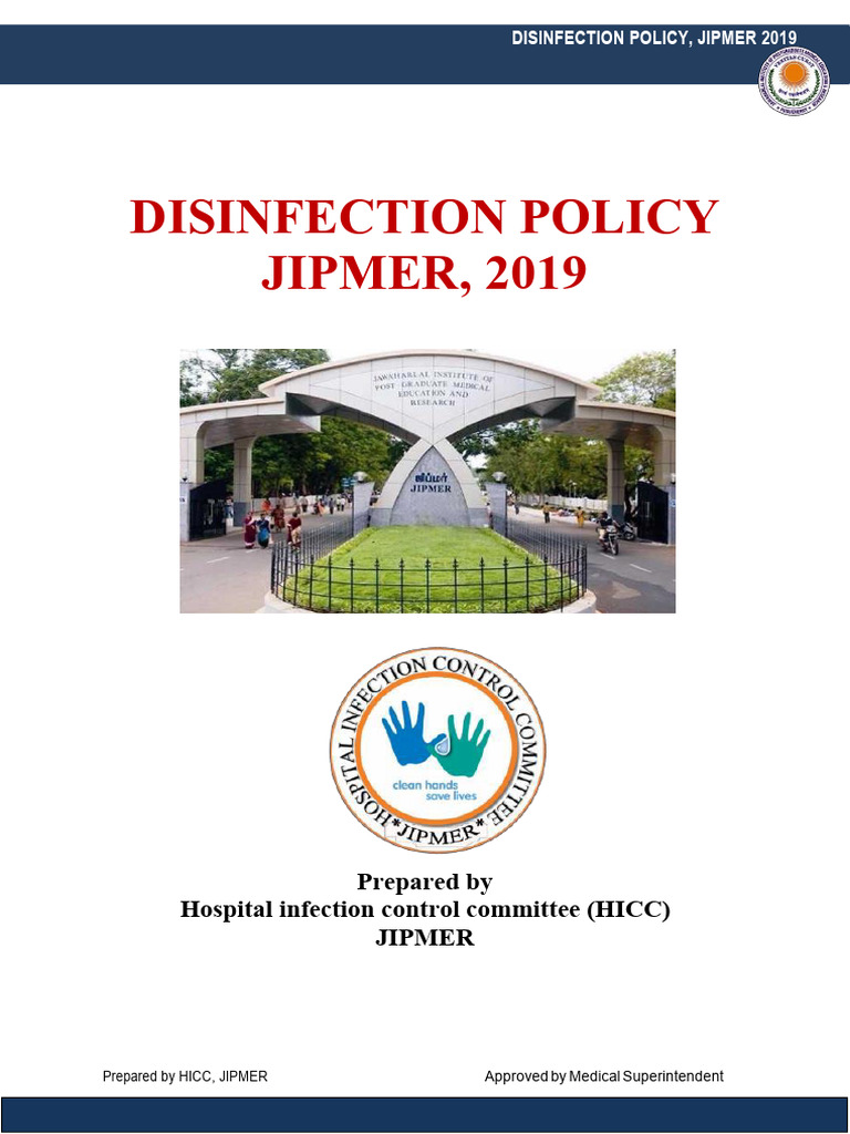 Disinfection Policy Jipmer 2019 PDF Disinfectant Sterilization