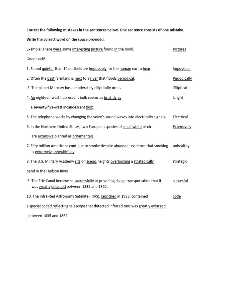 Sentence Correction Exercise Guide | PDF | Young Adult