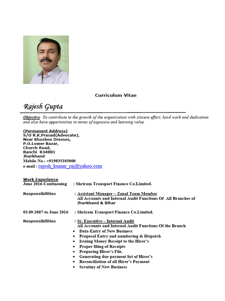 Resume - Rajesh (Rajendra Ji) | PDF | Banks | Cheque