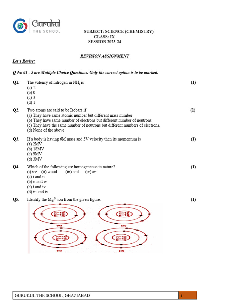 9 - SC - PRACTICE - WORKSHEET - CH - 09 | PDF