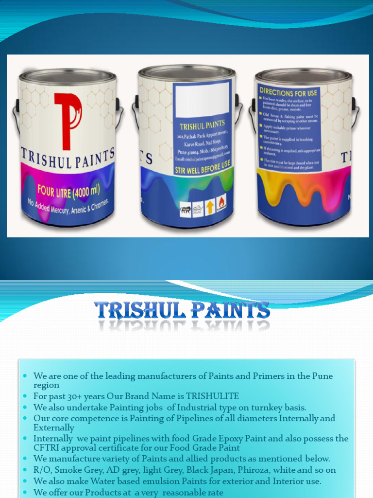 Trishul Pints Company Profile & Price List PDF Paint Plastic Arts