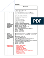 Specification Details - Equipments