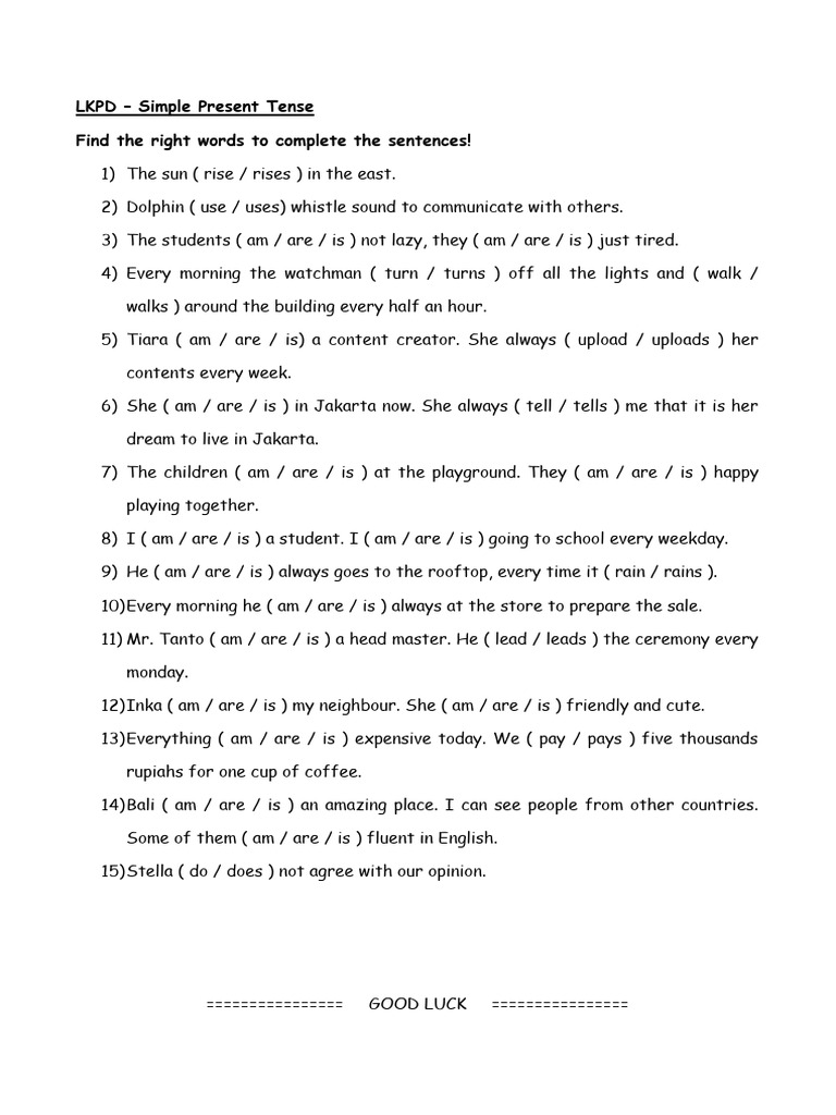 Lkpd Simple Present Tense Pdf