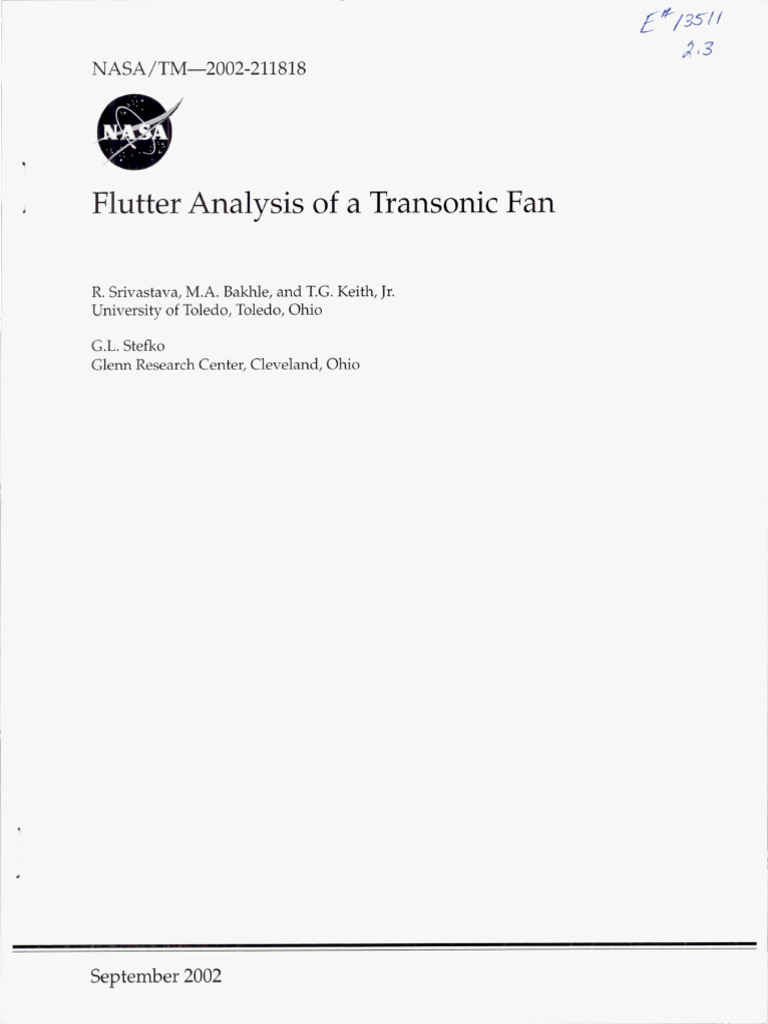 Transonic Fan Flutter Analysis | PDF | Nasa | Fluid Dynamics