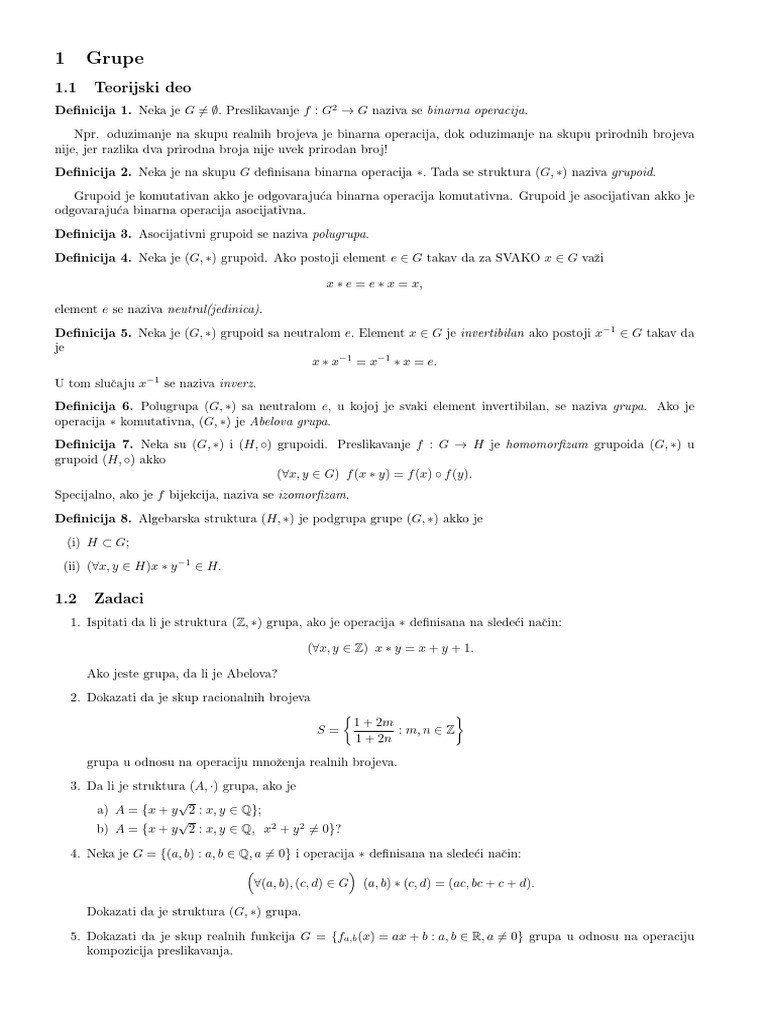 Algebarske Strukture Grupe PDF
