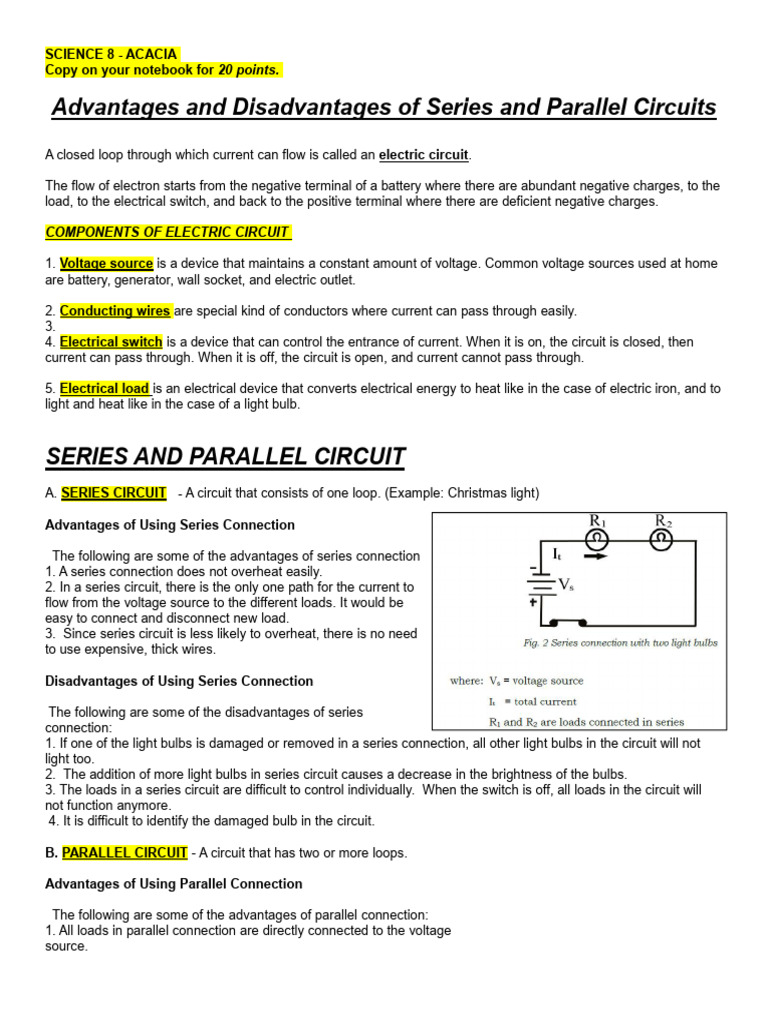 Science 8 Notes Electrical Circuits Pdf