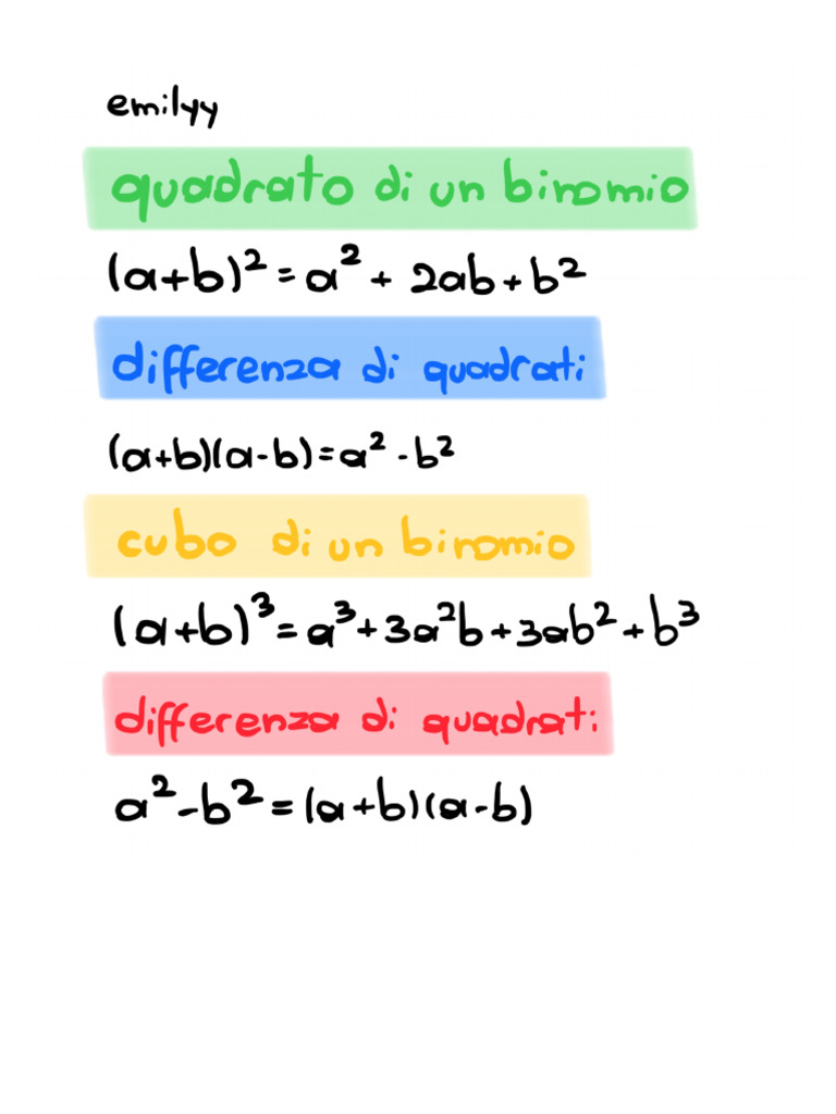 Formule Prodotti Notevoli PDF