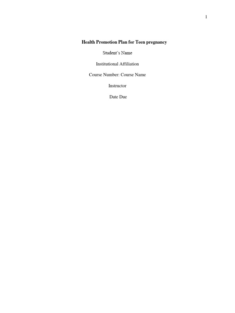 63b29f6202675 Health Promotion Plan For Teen Pregnancy | PDF | Teenage ...