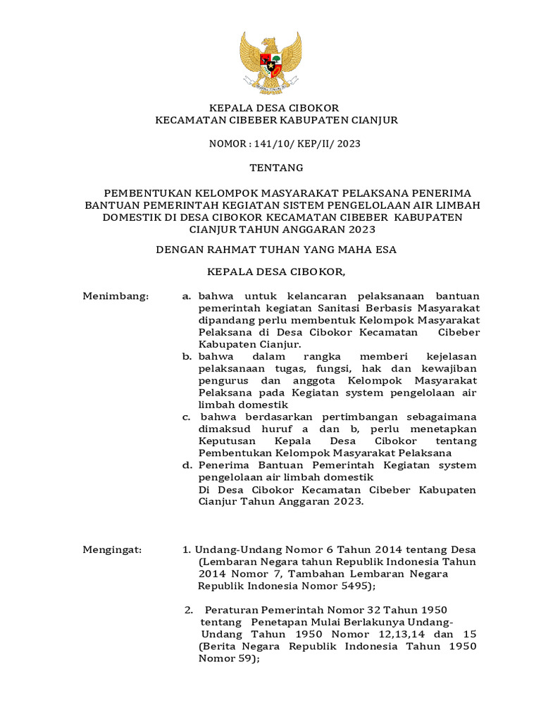 Sk Pembentukan Kelompok Masyarakat Pelaksana Pdf