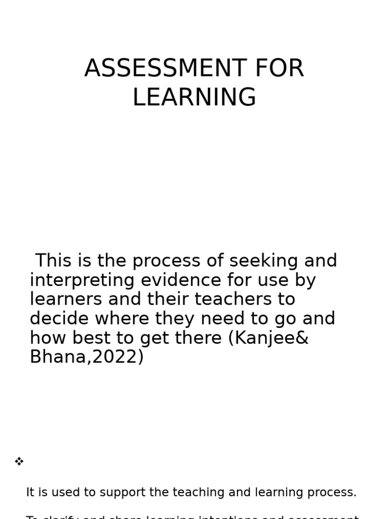 3.2 Assessment For Learning | PDF | Learning | Educational Assessment