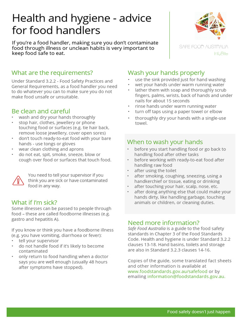 Health and Hygiene Food Handlers - Final | PDF | Foodborne Illness ...