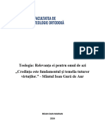 Teologia. Relevanta Ei Pentru Omul de Azi.