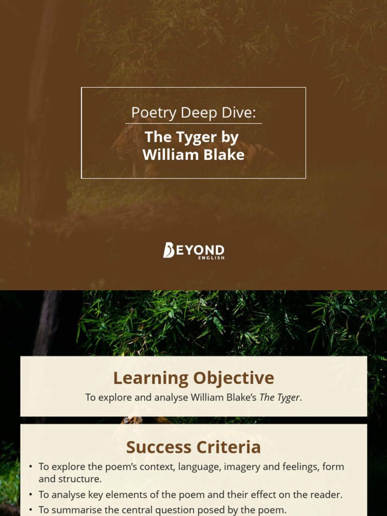 Poetry Deep Dive Powerpoint The Tyger By William Blake Download