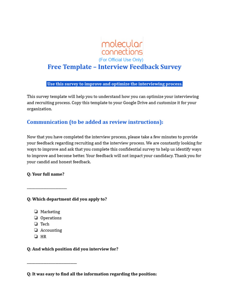 Interview Feedback Survey Template | PDF | Business