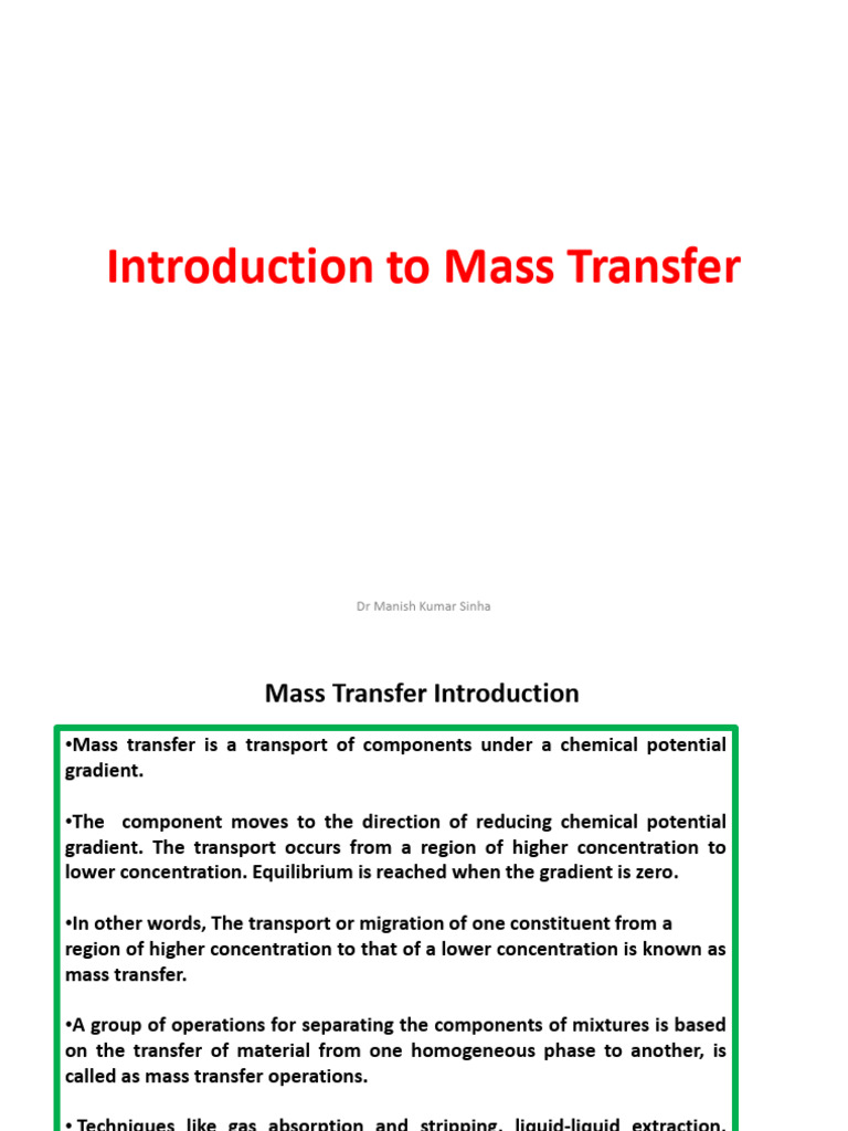 Understanding Mass Transfer Principles | PDF | Diffusion | Humidity